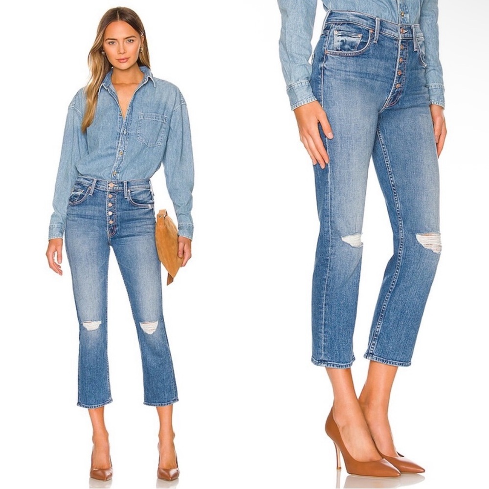 Mother Denim Pixie Tomcat Crop Jean in Not Cut & Pasted Size 28